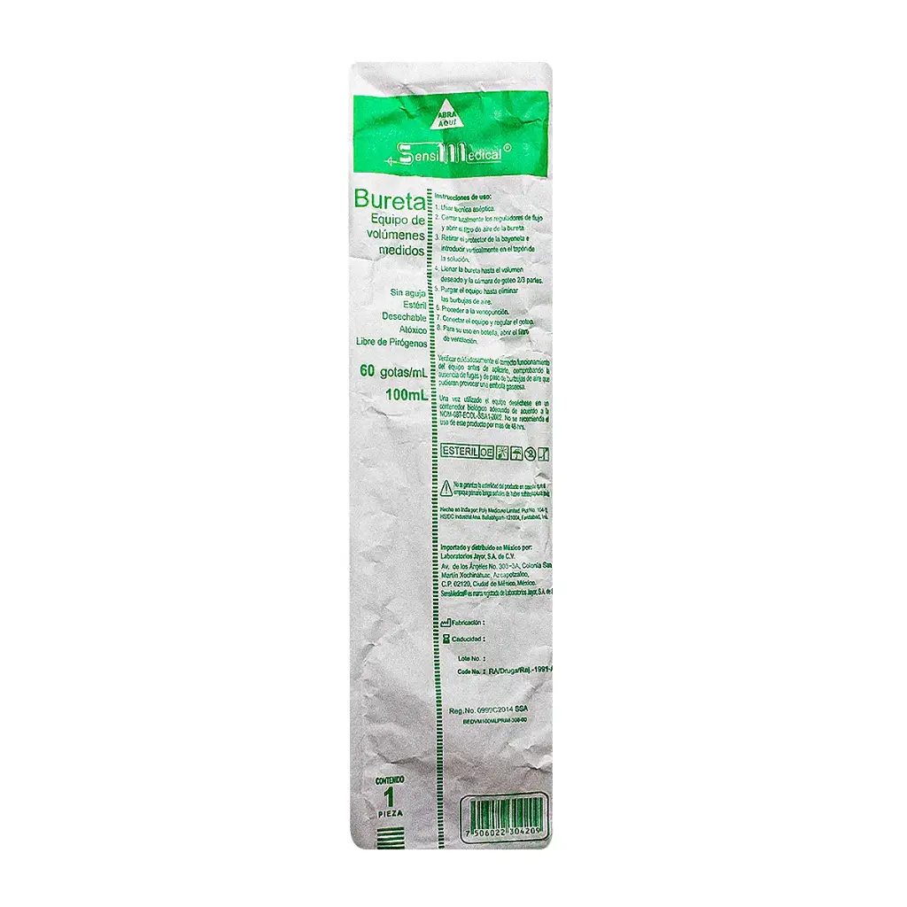Bureta Equipo De Volumenes Medidor 60 Gotas/ml 100 ml
